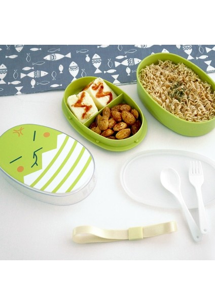 Siyah Karikatür Öğle Yemeği Kutusu 700 ml Sağlıklı Sevimli Çocuklar Mikrodalga Fırın Çocuk Çift Katmanlı Bento Kawaii Meyve Kutuları Bpa Ücretsiz Gıda Kabı (Yurt Dışından)