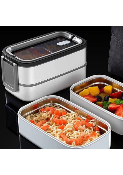 Pembe 750 ml 304 Paslanmaz Çelik Yemek Kabı Bento Kutusu Okul Çocuklar Için Ofis Çalışanı Çift Bölmeli Yemek Kabı Gıda Saklama Kutusu (Yurt Dışından) fiyatları