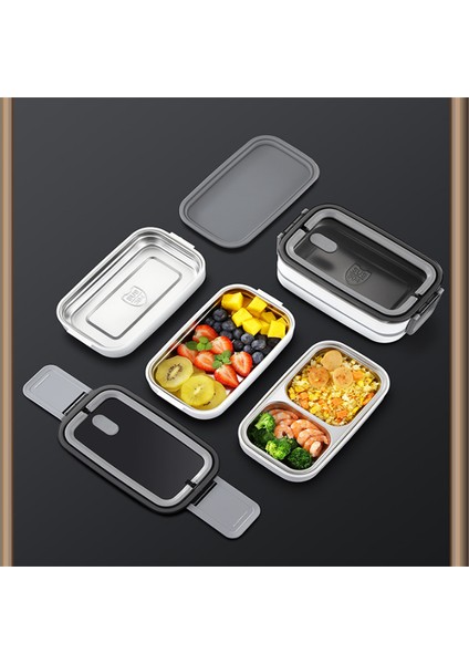 Pembe 750 ml 304 Paslanmaz Çelik Yemek Kabı Bento Kutusu Okul Çocuklar Için Ofis Çalışanı Çift Bölmeli Yemek Kabı Gıda Saklama Kutusu (Yurt Dışından) fırsatları