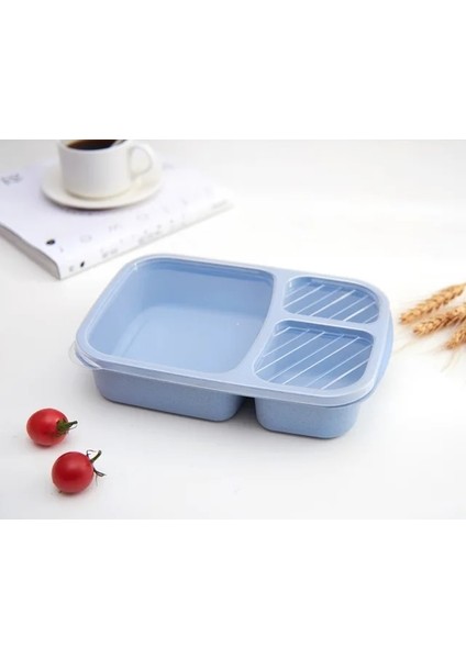 Mavi Japon Öğle Yemeği Kutuları Sızdırmaz 3 Izgara Kapaklı Kamp Piknik Taşınabilir Plastik Gıda Meyve Saklama Kabı Bento Kutusu Çocuklar Için (Yurt Dışından)