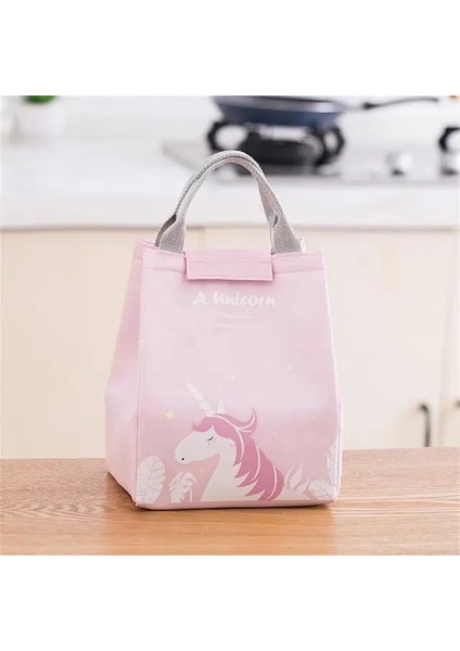 Pembe Unicorn 3 Torba Sevimli Taşınabilir Açık Bento Kese Akşam Yemeği Yalıtım Çantası Su Geçirmez Saklama Çantası Öğrenciler Için Isı Yalıtım Çantası Öğle Yemeği Çantası (Yurt Dışından)
