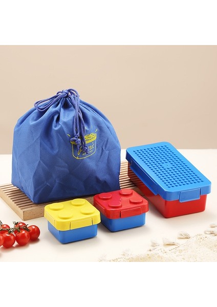 Mavi Çanta ile Dıy Yapı Taşı Öğle Yemeği Kutusu Çocuklar Için Yaratıcı Gıda Konteyner Kutuları Paketlenmiş Öğle Yemeği Çantaları Çocuklar Için Mikrodalga Bento Kutusu Depolama (Yurt Dışından)