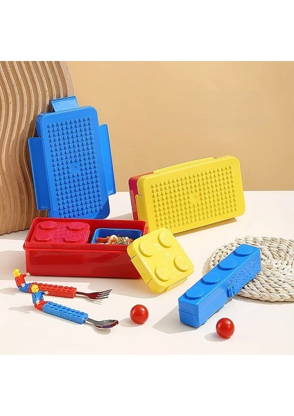 Mavi Çanta ile Dıy Yapı Taşı Öğle Yemeği Kutusu Çocuklar Için Yaratıcı Gıda Konteyner Kutuları Paketlenmiş Öğle Yemeği Çantaları Çocuklar Için Mikrodalga Bento Kutusu Depolama (Yurt Dışından) modelleri