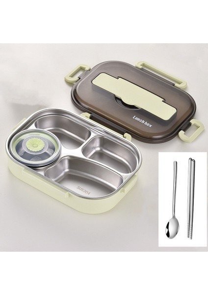 Yeşil 1500 ml 304 Paslanmaz Çelik Öğle Yemeği Kutusu Bento Kutusu Çocuklar Için Çorba Kasesi Kaşık ve Çubuklarla Öğle Yemeği Konteyner Gıda Saklama Kutusu (Yurt Dışından)