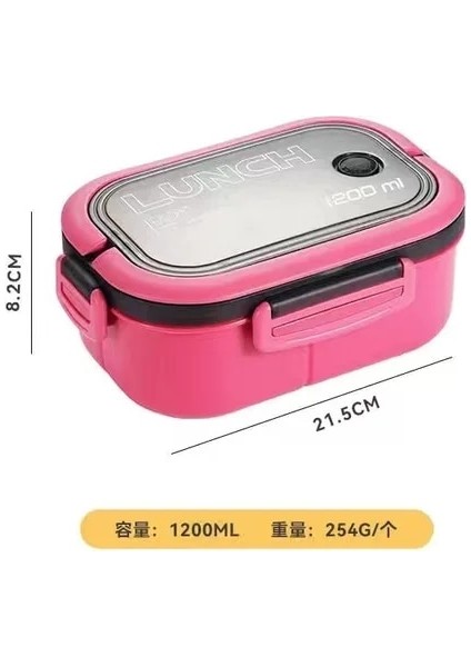 Gül Kırmızı Çevre Dostu 1 Adet Bento Kutusu, Öğle Yemeği Kutusu, Kaşık ve Çatallı Çift Katmanlı Öğle Yemeği Kutusu, Yüksek Kapasiteli Gıda Kapları, Sızdırmaz, Bpa (Yurt Dışından)