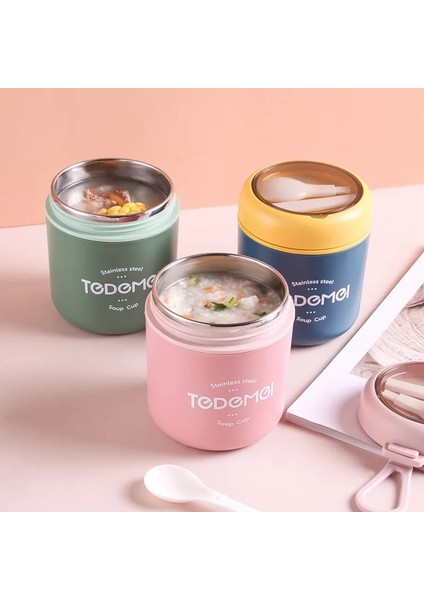 Kırmızı-B 400ML-500ML Paslanmaz Çelik Çorba Bardağı Termal Öğle Yemeği Kutusu Gıda Kabı Kaşık Vakum Bardak Yalıtımlı Bento Kutusu Çocuklar Için Okul (Yurt Dışından)