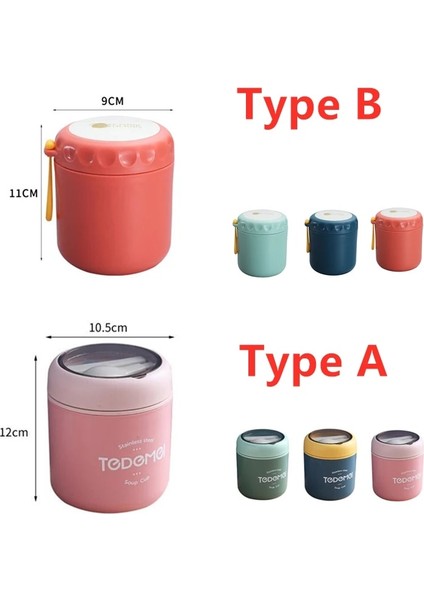 Kırmızı-B 400ML-500ML Paslanmaz Çelik Çorba Bardağı Termal Öğle Yemeği Kutusu Gıda Kabı Kaşık Vakum Bardak Yalıtımlı Bento Kutusu Çocuklar Için Okul (Yurt Dışından)