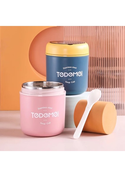 Kırmızı-B 400ML-500ML Paslanmaz Çelik Çorba Bardağı Termal Öğle Yemeği Kutusu Gıda Kabı Kaşık Vakum Bardak Yalıtımlı Bento Kutusu Çocuklar Için Okul (Yurt Dışından)
