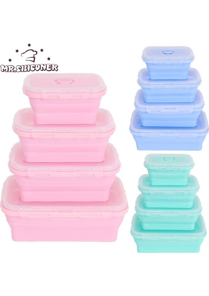 Yeşil 800 ml Silikon Katlanır Öğle Yemeği Kutusu Buzdolabı Depolama Mikrodalga Isıtma Taşınabilir Açık Gıda Saklama Kabı Öğle Yemeği Kutusu Mutfak Aracı (Yurt Dışından)
