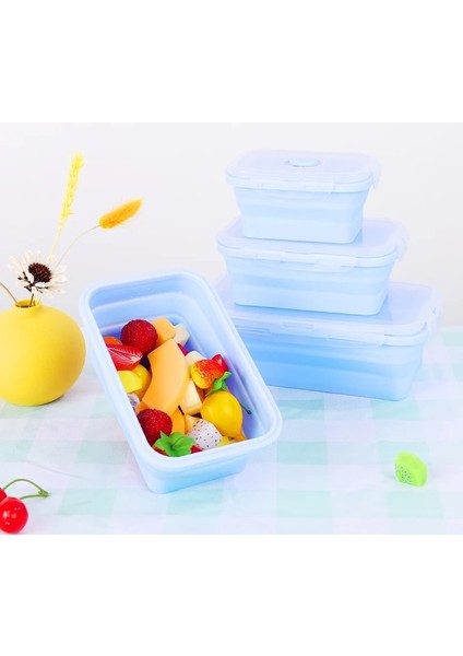 Yeşil 800 ml Silikon Katlanır Öğle Yemeği Kutusu Buzdolabı Depolama Mikrodalga Isıtma Taşınabilir Açık Gıda Saklama Kabı Öğle Yemeği Kutusu Mutfak Aracı (Yurt Dışından)