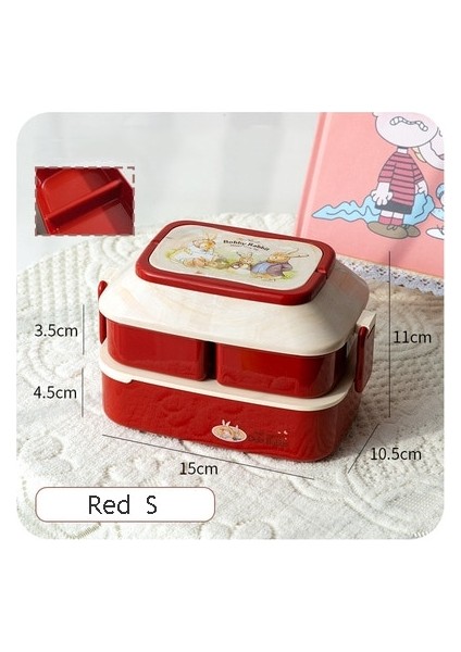 820 ml Kırmızı S Kawaii Bento Öğle Yemeği Kutusu Çocuklar Için Taşınabilir Ofis Mikrodalga Gıda Kabı Plastik Piknik Iş Öğle Yemeği Kutusu Bölmeli (Yurt Dışından)
