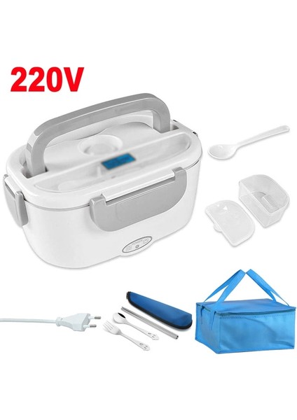 220V-ÇANTA Çatal Elektrikli Öğle Yemeği Kutusu Paslanmaz Çelik Okul Öğrenci Piknik 220V 110V 24V 12V Isıtma Gıda Isıtıcı Isıtmalı Konteyner Araba Ab Abd Tak (Yurt Dışından)