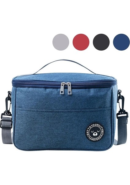 Lacivert M 26X17X18CM Taşınabilir Öğle Yemeği Çantası Gıda Termal Kutusu Dayanıklı Su Geçirmez Ofis Soğutucu Öğle Yemeği Kutusu Omuz Askılı Organizatör Yalıtımlı Kılıf (Yurt Dışından)