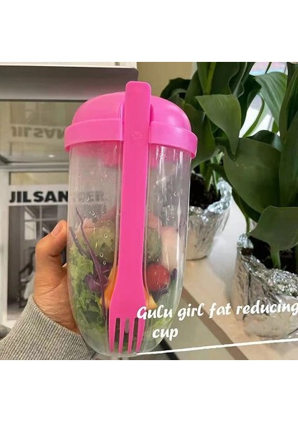 Kırmızı Taşınabilir Kahvaltı Yulaf Ezmesi Tahıl Fındık Yoğurt Salata Bardağı Konteyner Seti Çatal Sos Fincan Kapağı Bento Yiyecek Kasesi Mutfak Öğle Yemeği Kutusu (Yurt Dışından)