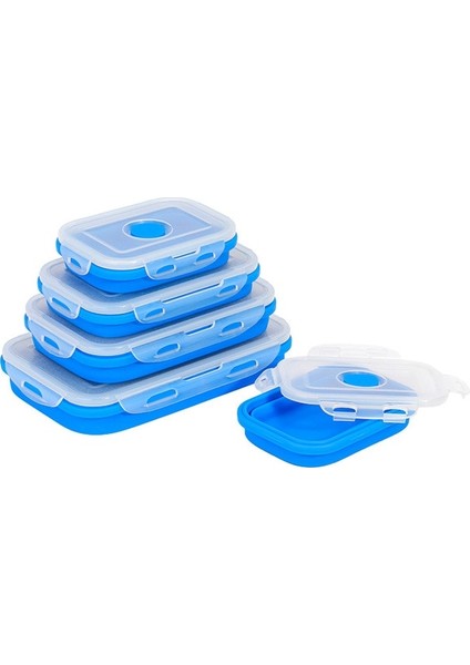 A-Koyu Mavi 540ML 1200ML Silikon Katlanabilir Öğle Yemeği Kutusu Katlanabilir Gıda Saklama Kabı Bento Bpa Içermeyen Mikrodalgada Taşınabilir Piknik Dikdörtgen Kutu (Yurt Dışından)