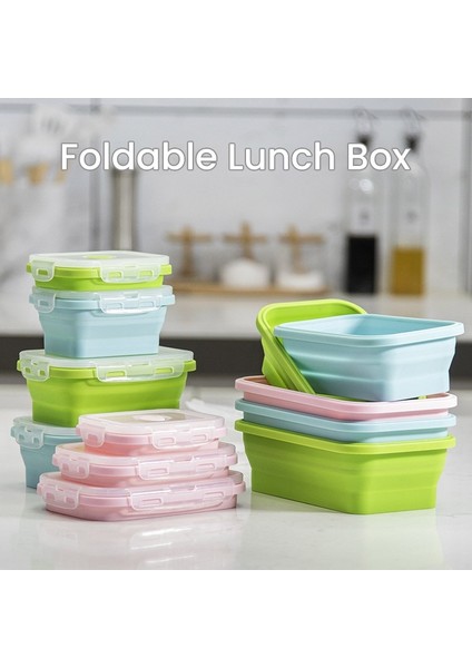 A-Koyu Mavi 540ML 1200ML Silikon Katlanabilir Öğle Yemeği Kutusu Katlanabilir Gıda Saklama Kabı Bento Bpa Içermeyen Mikrodalgada Taşınabilir Piknik Dikdörtgen Kutu (Yurt Dışından)