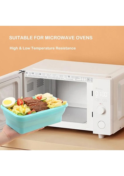 A-Koyu Mavi 540ML 1200ML Silikon Katlanabilir Öğle Yemeği Kutusu Katlanabilir Gıda Saklama Kabı Bento Bpa Içermeyen Mikrodalgada Taşınabilir Piknik Dikdörtgen Kutu (Yurt Dışından)