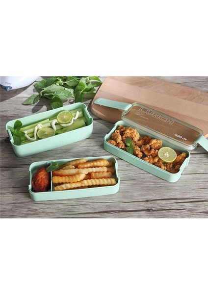 Yeşil B 900 ml 3 Katmanlar Mikrodalga Öğle Yemeği Kutusu Buğday Samanı Yemek Takımı Gıda Saklama Kabı Çocuk Çocuk Okul Ofis Taşınabilir Bento Kutusu (Yurt Dışından) fırsatları