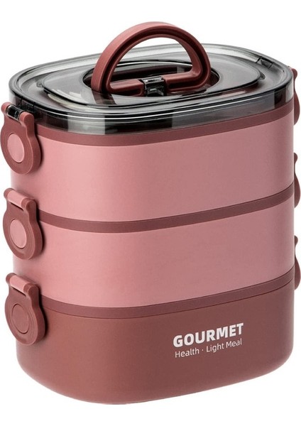 Batı Asya Kırmızı 5 Öğle Yemeği Kutusu 2000 ml 3 Katmanlı Istiflenebilir Bento Kılıfı Mühürlü Sızdırmaz Yemek Kutusu Mikrodalga Güvenli Taşınabilir Öğrenciler Işçiler Gıda Kabı (Yurt Dışından)