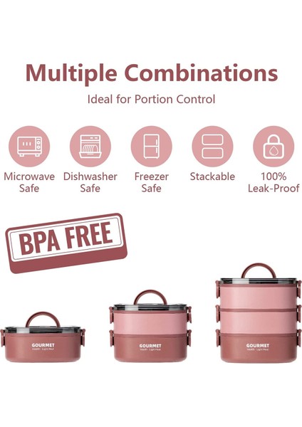 Batı Asya Kırmızı 5 Öğle Yemeği Kutusu 2000 ml 3 Katmanlı Istiflenebilir Bento Kılıfı Mühürlü Sızdırmaz Yemek Kutusu Mikrodalga Güvenli Taşınabilir Öğrenciler Işçiler Gıda Kabı (Yurt Dışından) indirimleri