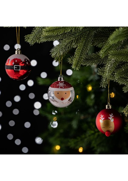 New Year Yılbaşı Santa Ağaç Süsü Seti 9 Parça 6 cm