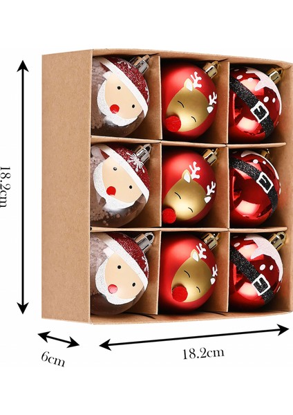 New Year Yılbaşı Santa Ağaç Süsü Seti 9 Parça 6 cm fiyatları