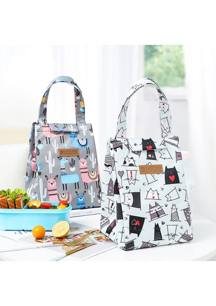 4-3 Öğle Yemeği Çantası Moda Sevimli Renkli Soğutucu Çanta Kadın Su Geçirmez El Paketi Termal Kahvaltı Kutusu Taşınabilir Piknik Seyahat Gıda Çantası (Yurt Dışından) modelleri