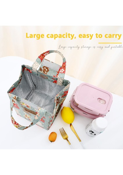 4-3 Öğle Yemeği Çantası Moda Sevimli Renkli Soğutucu Çanta Kadın Su Geçirmez El Paketi Termal Kahvaltı Kutusu Taşınabilir Piknik Seyahat Gıda Çantası (Yurt Dışından) fırsatları
