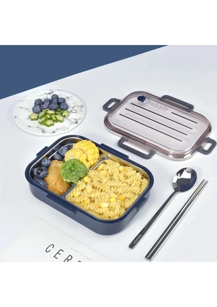 Plastik Mavi Yalıtımlı Öğle Yemeği Kutusu Paslanmaz Çelik Öğrenci Okul Kutusu Öğle Yemeği Sofra Bento Gıda Konteyner Depolama Kahvaltı Kutuları Dropshipping (Yurt Dışından) indirimleri