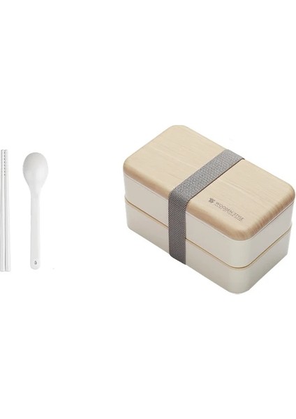 Beyaz Tuuth Mikrodalga Çift Katmanlı Öğle Yemeği Kutusu 1200 ml Ahşap Duygu Salata Bento Kutusu Bpa Ücretsiz Taşınabilir Konteyner Kutusu Işçiler Öğrenci (Yurt Dışından)