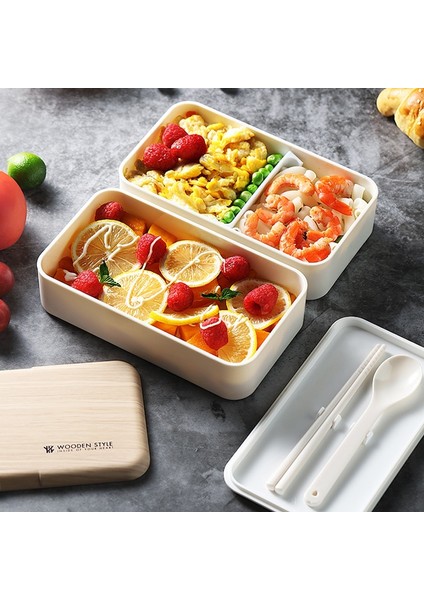 Beyaz Tuuth Mikrodalga Çift Katmanlı Öğle Yemeği Kutusu 1200 ml Ahşap Duygu Salata Bento Kutusu Bpa Ücretsiz Taşınabilir Konteyner Kutusu Işçiler Öğrenci (Yurt Dışından) modelleri