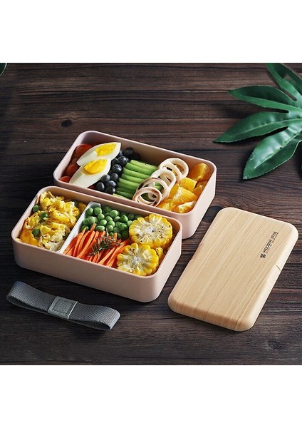 Beyaz Tuuth Mikrodalga Çift Katmanlı Öğle Yemeği Kutusu 1200 ml Ahşap Duygu Salata Bento Kutusu Bpa Ücretsiz Taşınabilir Konteyner Kutusu Işçiler Öğrenci (Yurt Dışından) indirimleri