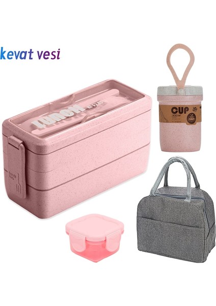 Pembe 1000 ml 4 Adet/takım Buğday Samanı Yemek Kabı Çocuklar Için Japon Mikrodalgada Bento Kutusu Öğle Yemeği Çantası Sofra Gıda Saklama Kabı (Yurt Dışından) fiyatları