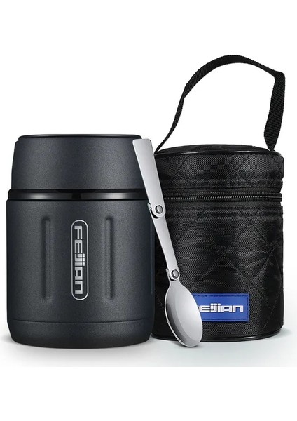 Polis Mavi 500ML Feıjıan 500ML Gıda Termosu, 316 Paslanmaz Çelik Vakum Yalıtımlı Gıda Kavanoz Kaşıklı Çocuk Öğle Yemeği Kutusu (Yurt Dışından)