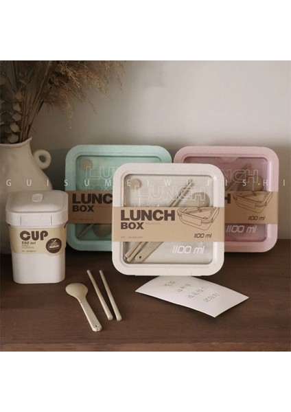 1100 ml GREEN18 Buğday Samanı Öğle Yemeği Kutusu Sağlıklı Bpa Ücretsiz Bento Kutuları Mikrodalga Yemek Takımı Gıda Saklama Kabı Çorba Bardağı Öğle Yemeği Kutusu Çocuklar Için (Yurt Dışından)