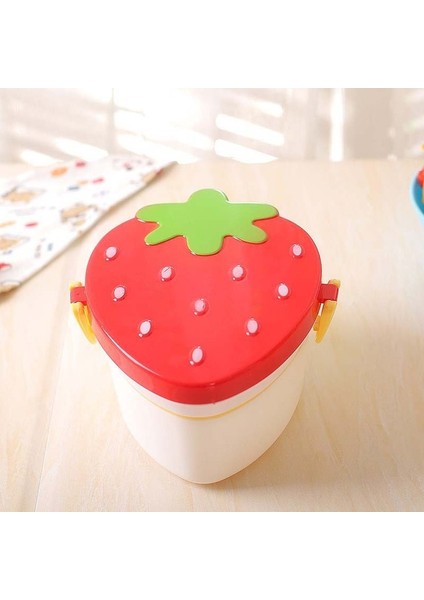 Kırmızı Çilek Kutusu 500 ml Öğle Yemeği Kutusu Çilek Mısır Tarzı Çocuklar Için Sağlıklı Plastik Bento Kutusu Taşınabilir Piknik Okul Öğle Yemeği Kutusu Gıda Kabı 2 Katmanlı (Yurt Dışından)