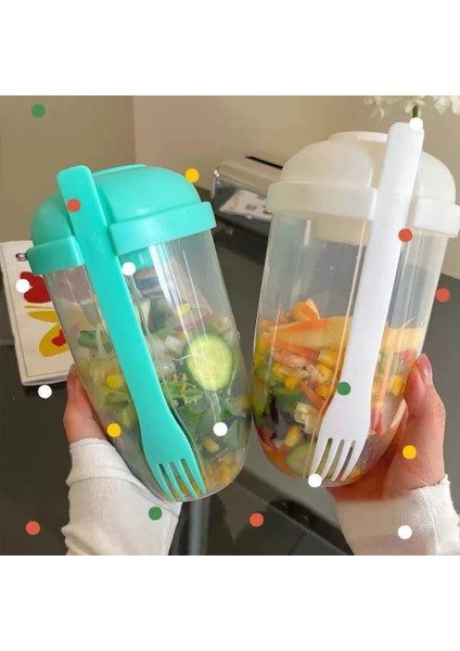 Pembe 1000 ml 1l Taşınabilir Salata Bardağı Çocuk Kahvaltı Salata Kasesi Çatal ile Okul Öğle Yemeği Kutusu Gıda Depolama Bento Kutusu Yoğurt Yulaf Ezmesi Tahıl Süt Fincan (Yurt Dışından)