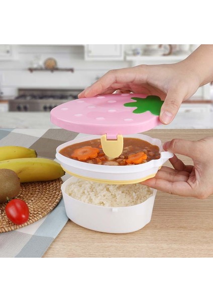 Kırmızı Çilek Kutusu 500 ml Öğle Yemeği Kutusu Çilek Mısır Tarzı Çocuklar Için Sağlıklı Plastik Bento Kutusu Taşınabilir Piknik Okul Öğle Yemeği Kutusu Gıda Kabı 2 Katmanlı (Yurt Dışından) fiyatları