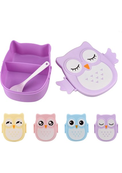 Mavi Baykuş Şekilli Öğle Yemeği Kutusu Bölmeli Öğle Yemeği Gıda Konteyneri Kapaklı Almacenamiento Cocina Çocuklar Için Taşınabilir Bento Kutusu Okul (Yurt Dışından) indirimleri