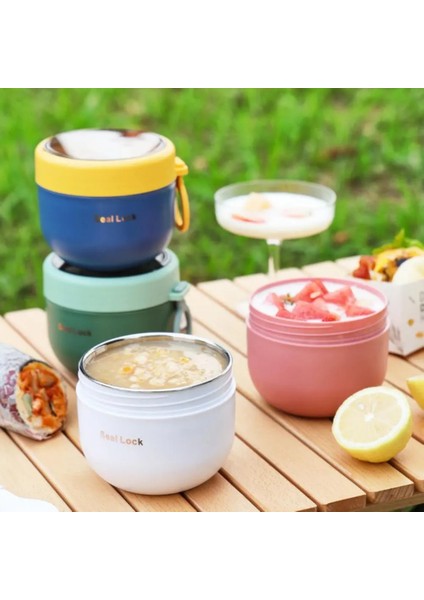 Mavi 600 ml Taşınabilir Paslanmaz Çelik Çorba Bardağı Öğle Yemeği Kutusu Gıda Kapları Sevimli Şekil Vakum Şişeler Termos Bardak Mikrodalga Isıtma Kaşıkla (Yurt Dışından)