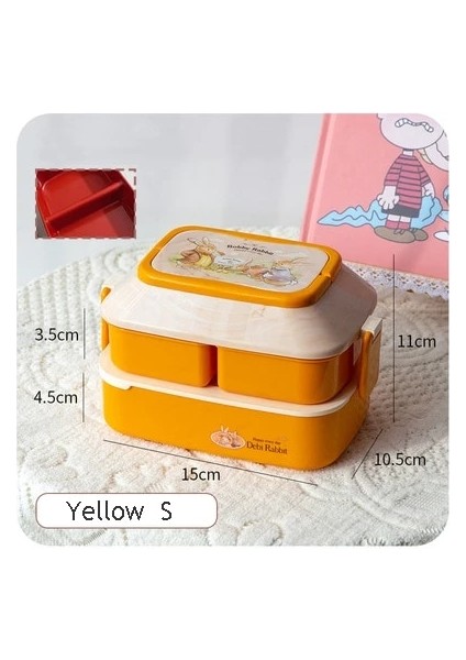 820 ml Sarı S Japon Tarzı Kawaii Bento Kutusu Kızlar Için Okul Çocukları Piknik Yemek Kabı Bölmeli Mikrodalga Gıda Saklama Kapları (Yurt Dışından)