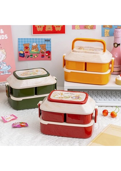 820 ml Sarı S Japon Tarzı Kawaii Bento Kutusu Kızlar Için Okul Çocukları Piknik Yemek Kabı Bölmeli Mikrodalga Gıda Saklama Kapları (Yurt Dışından)