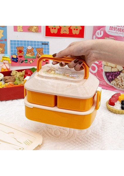 820 ml Sarı S Japon Tarzı Kawaii Bento Kutusu Kızlar Için Okul Çocukları Piknik Yemek Kabı Bölmeli Mikrodalga Gıda Saklama Kapları (Yurt Dışından)