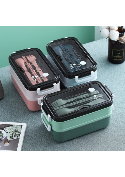 Paslanmaz Çelik Mavi 2 Katmanlı Taşınabilir Hermetik Öğle Yemeği Kutusu Çocuk Öğrenci Bento Kutusu Çatal Kaşık Sızdırmaz Mikrodalga Gıda Saklama Kutusu Okul (Yurt Dışından) fiyatları