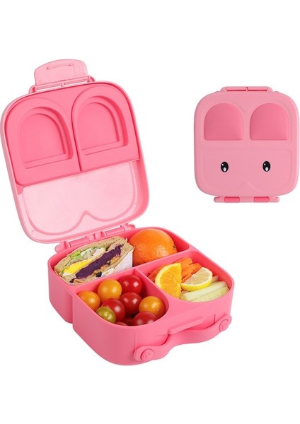 Pembe Öğle Yemeği Kutusu Taşınabilir Mikrodalga Öğle Yemeği Kapları Yetişkin/çocuk/yürümeye Başlayan Çocuk Için 4 Bölmeli Mühürlü Salata Kutusupiknik Gıda Saklama Kabı (Yurt Dışından)