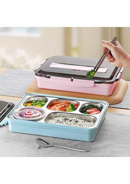 Mavi 1 5 Izgaralar Öğle Yemeği Kutusu Paslanmaz Çelik Yalıtım Taze Kase Öğrenciler Konteyner Sızdırmaz Sofra Kaşık Chopstick Öğle Yemeği Kutuları (Yurt Dışından) modelleri