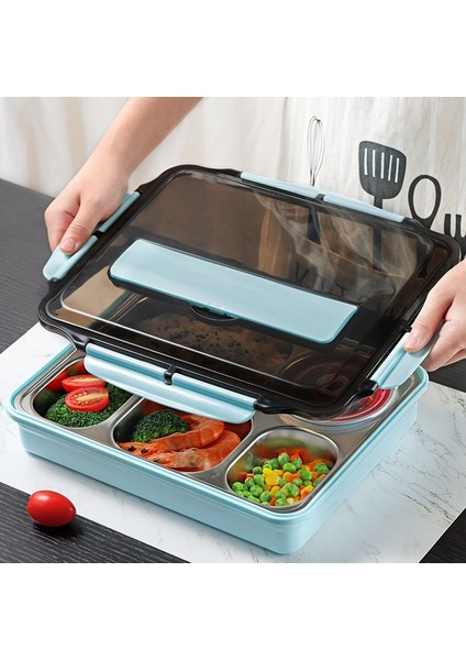 Mavi 1 5 Izgaralar Öğle Yemeği Kutusu Paslanmaz Çelik Yalıtım Taze Kase Öğrenciler Konteyner Sızdırmaz Sofra Kaşık Chopstick Öğle Yemeği Kutuları (Yurt Dışından) fırsatları