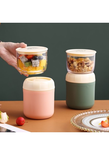 Paslanmaz Çelik Pembe Taşınabilir Kahvaltı Yulaf Ezmesi Tahıl Fındık Yoğurt Salata Konteyner Kapaklı Set Kaşık Aperatif Fincan Bento Gıda Çorba Kasesi Mutfak Öğle Yemeği Kutusu (Yurt Dışından)