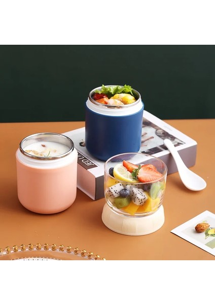 Paslanmaz Çelik Pembe Taşınabilir Kahvaltı Yulaf Ezmesi Tahıl Fındık Yoğurt Salata Konteyner Kapaklı Set Kaşık Aperatif Fincan Bento Gıda Çorba Kasesi Mutfak Öğle Yemeği Kutusu (Yurt Dışından)