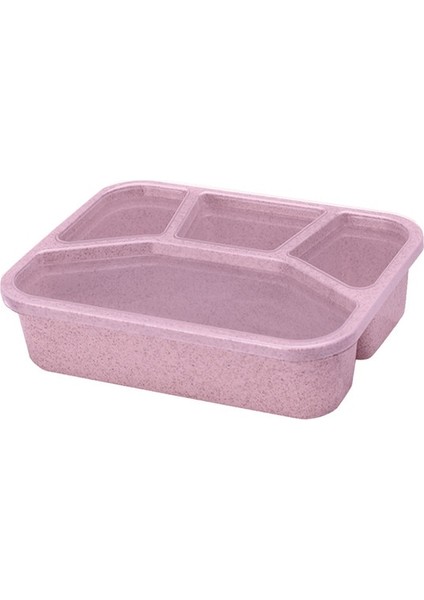 Pembe 4 Bölmeli Yemek Kabı Plastik Bölünmüş Gıda Saklama Kabı Kutuları Yeniden Kullanılabilir Öğrenciler Işçi Taşınabilir Açık Konteyner Kutuları (Yurt Dışından)